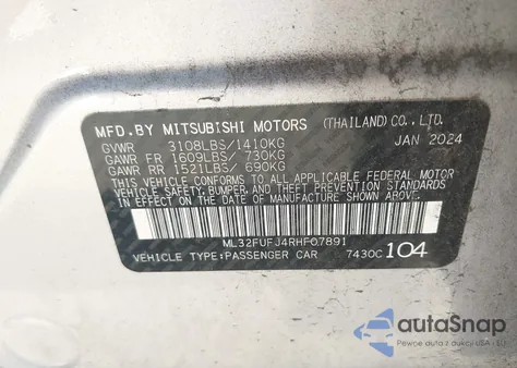 2024 Mitsubishi Mirage G4 Es from USA, damaged, VIN ML32FUFJ4RHF07891